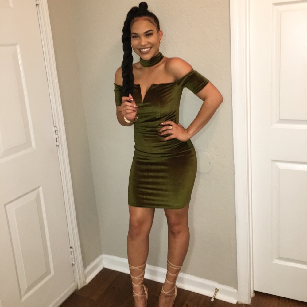 Olive Green Party Dress